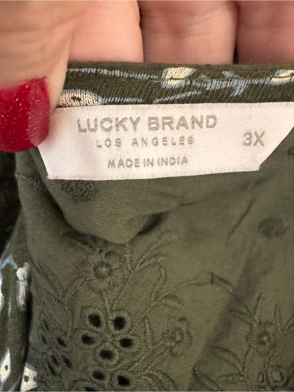 LUCKY BRAND Olive Floral V-Neck Sleeveless Top PLUS: 3X #Z - Picture 10 of 10